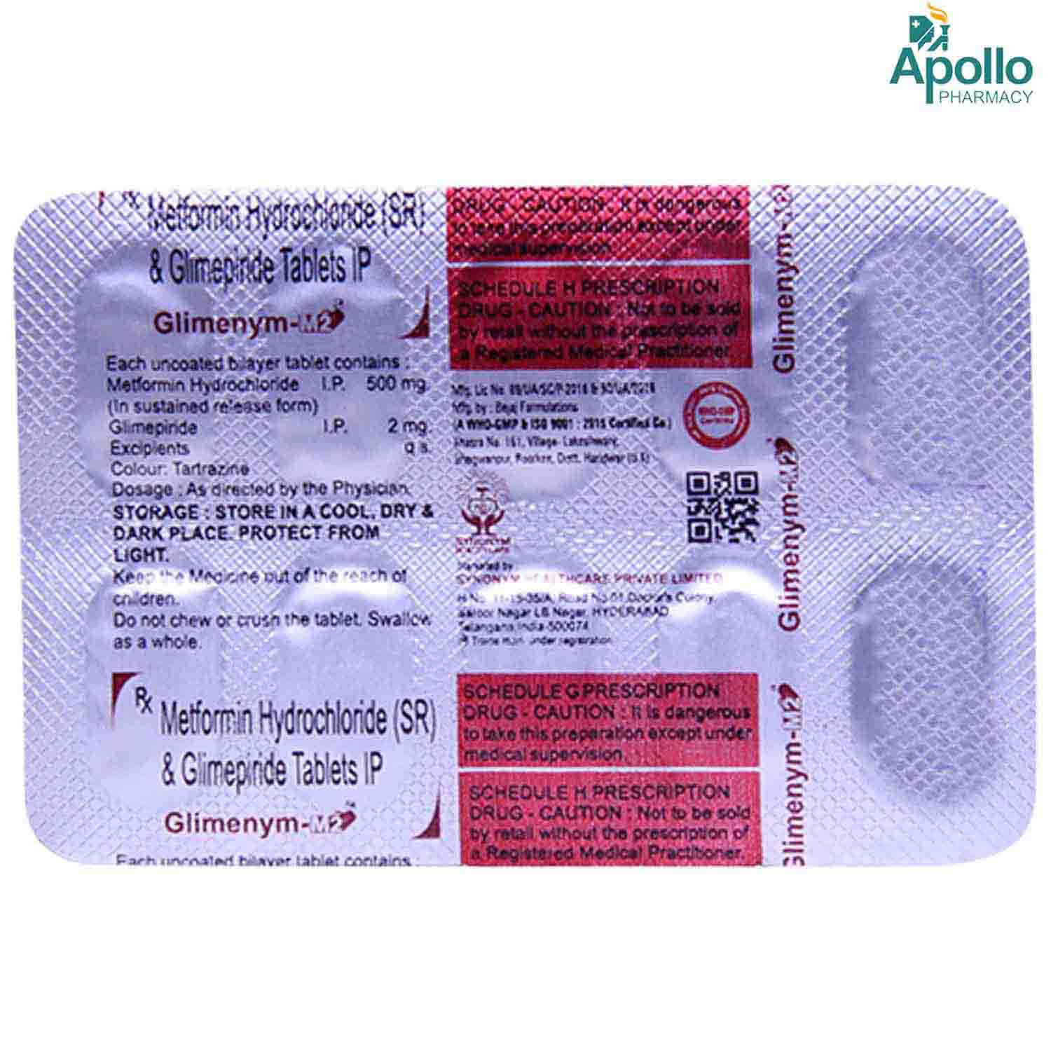 Glimenym-M2 Tablet 10's, Pack of 10 TABLETS Glimenym-M2 Tablet 10's, Pack of 10 TABLETS