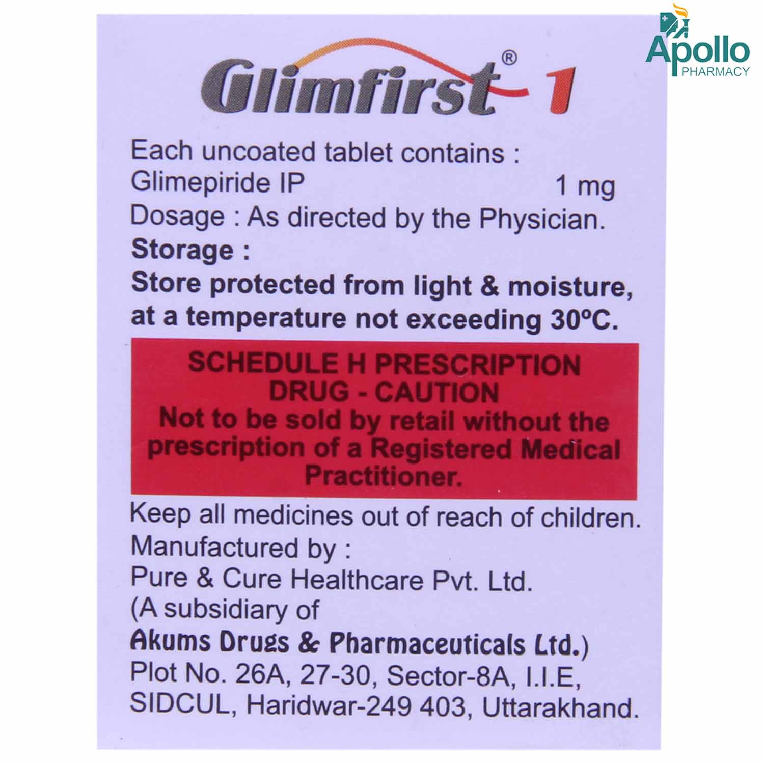 Glimfirst-1 Tablet 15's, Pack of 15 TabletS Glimfirst-1 Tablet 15's, Pack of 15 TabletS