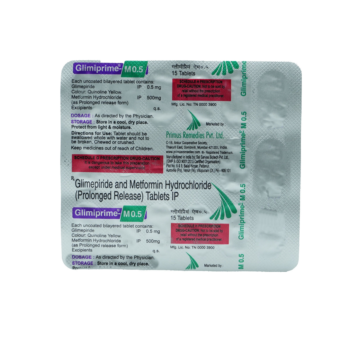 Glimiprime-M 0.5 Tablet 15's, Pack of 15 TABLETS Glimiprime-M 0.5 Tablet 15's, Pack of 15 TABLETS