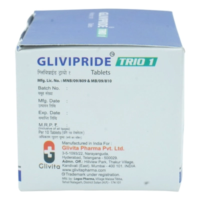 Glivipride Trio 1 Tablet 10's, Pack of 15 TabletS