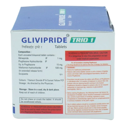 Glivipride Trio 1 Tablet 10's, Pack of 15 TabletS