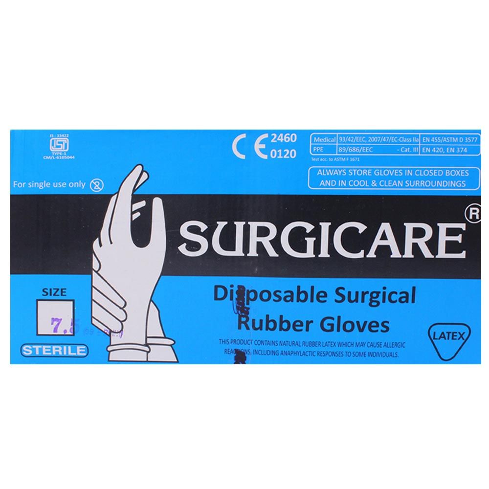 Kanam Latex Gloves Surgicare 7.5, 1 Pair Price, Uses, Side Effects ...