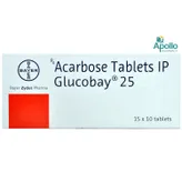Glucobay 25 Tablet 10's, Pack of 10 TABLETS