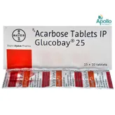 Glucobay 25 Tablet 10's, Pack of 10 TABLETS
