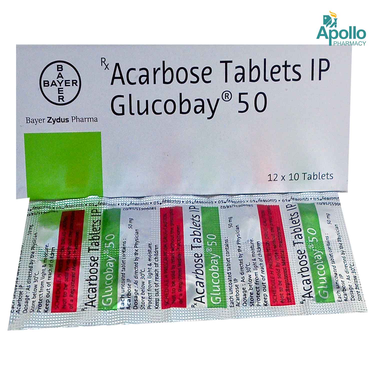 Glucobay 50 Tablet 10's, Pack of 10 TABLETS Glucobay 50 Tablet 10's, Pack of 10 TABLETS