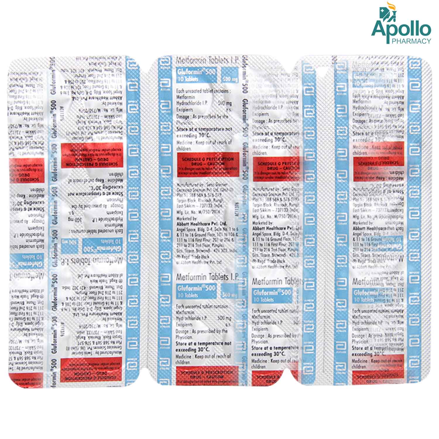 Gluformin 500 Tablet 10's, Pack of 10 TABLETS Gluformin 500 Tablet 10's, Pack of 10 TABLETS