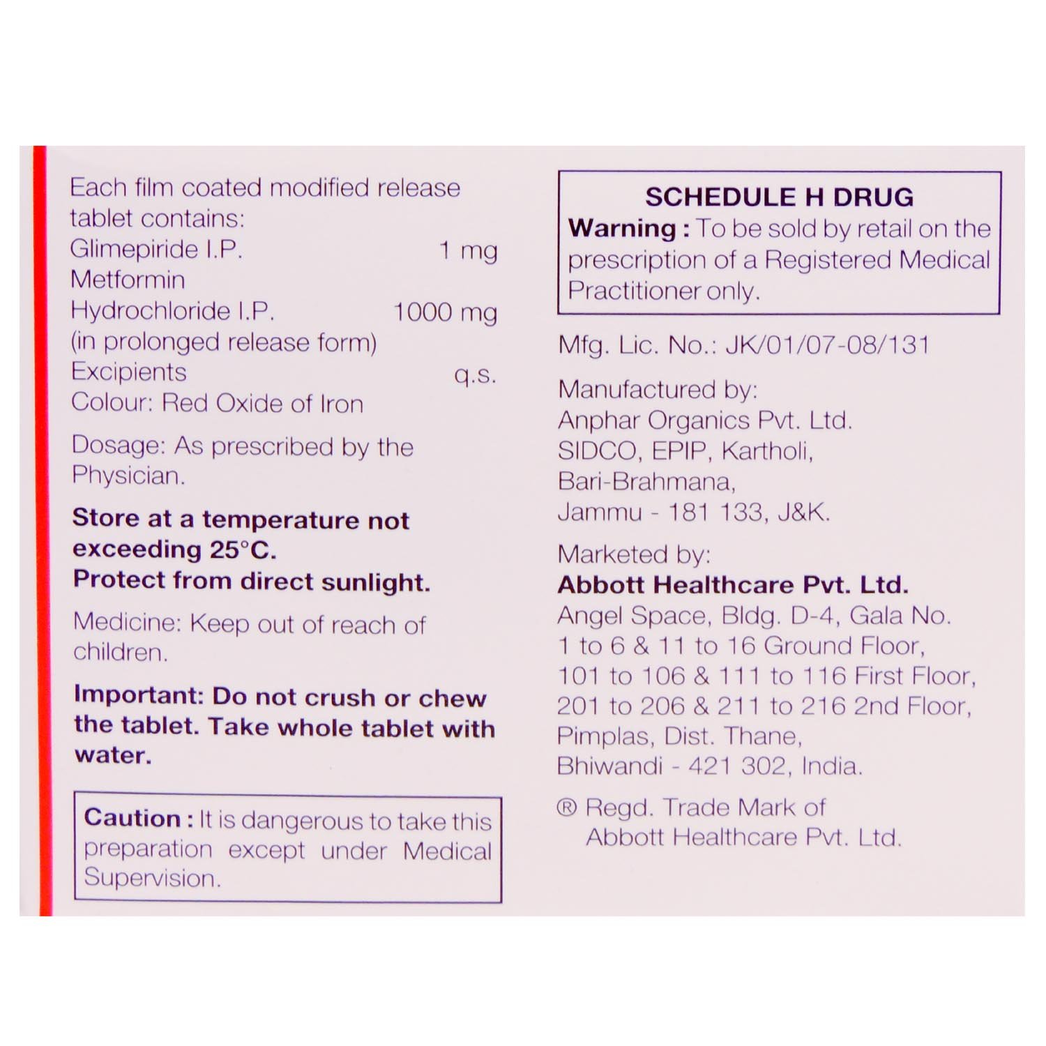 Gluformin G1 Forte Tablet 10's, Pack of 10 TabletS Gluformin G1 Forte Tablet 10's, Pack of 10 TabletS