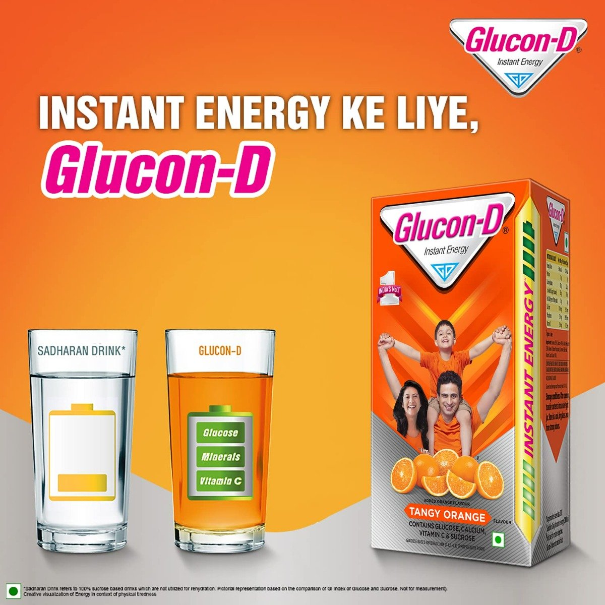 Glucon-D Instant Energy Drink Tangy Orange Flavour Powder, 75 gm Refill Pack, Pack of 1 Glucon-D Instant Energy Drink Tangy Orange Flavour Powder, 75 gm Refill Pack, Pack of 1