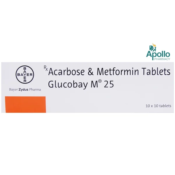 Glucobay M 25 Tablet 10's, Pack of 10 TABLETS