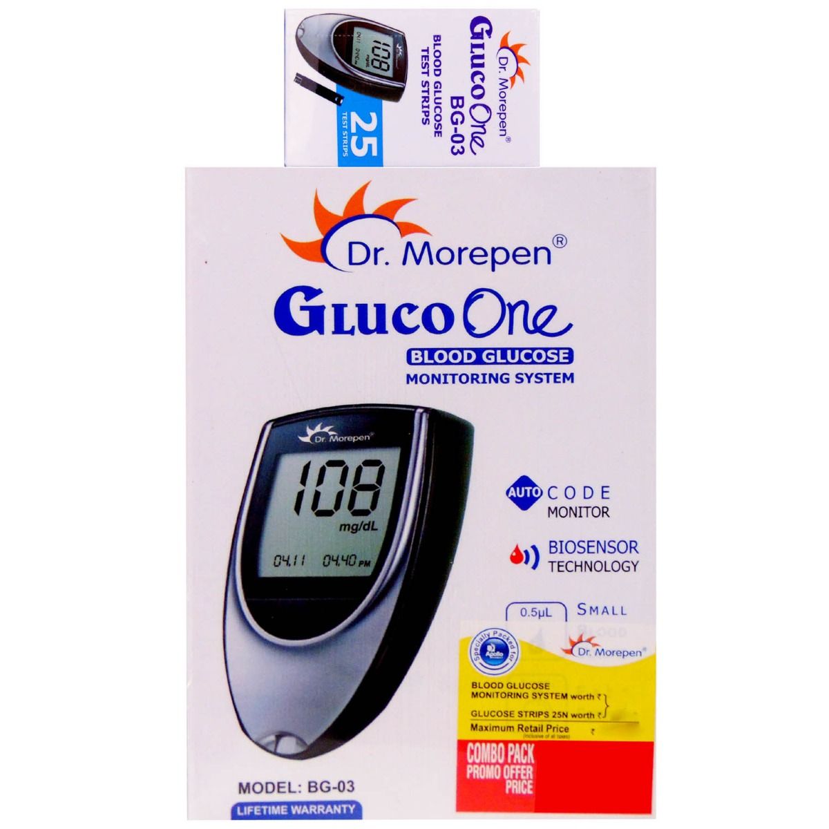 Dr Morepen Gluco One Blood Glucose Monitoring System Bg 03 With 25