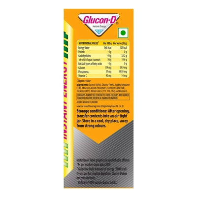 Glucon-D Instant Energy Drink Mango Blast Flavour Powder, 450 gm Refill Pack, Pack of 1