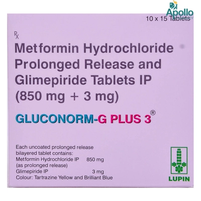 Gluconorm-G Plus 3 Tablet 15's, Pack of 15 TabletS