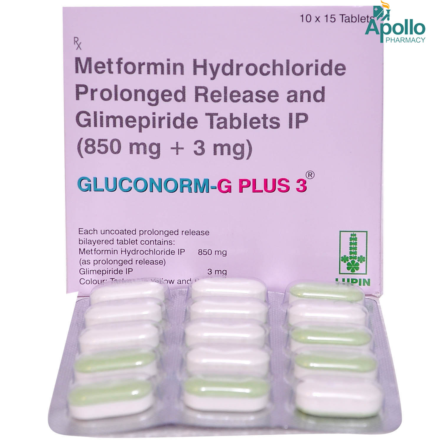 Gluconorm-G Plus 3 Tablet 15's, Pack of 15 TabletS Gluconorm-G Plus 3 Tablet 15's, Pack of 15 TabletS
