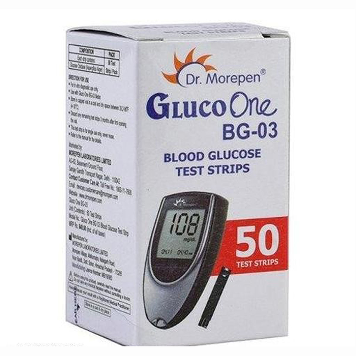 Dr. Morepen Gluco One BG03 Blood Glucose Test Strips, 50 Count Price