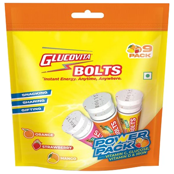 Glucovita Bolts Assorted Pack, 145.8 gm (9x16.2 gm), Pack of 1