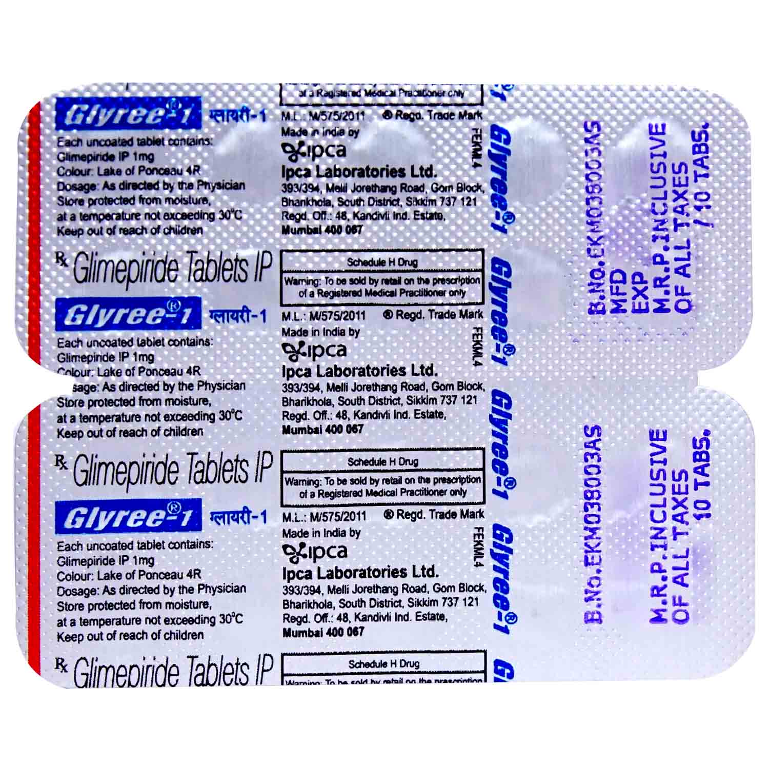 Glyree-1 Tablet 10's, Pack of 10 TABLETS Glyree-1 Tablet 10's, Pack of 10 TABLETS