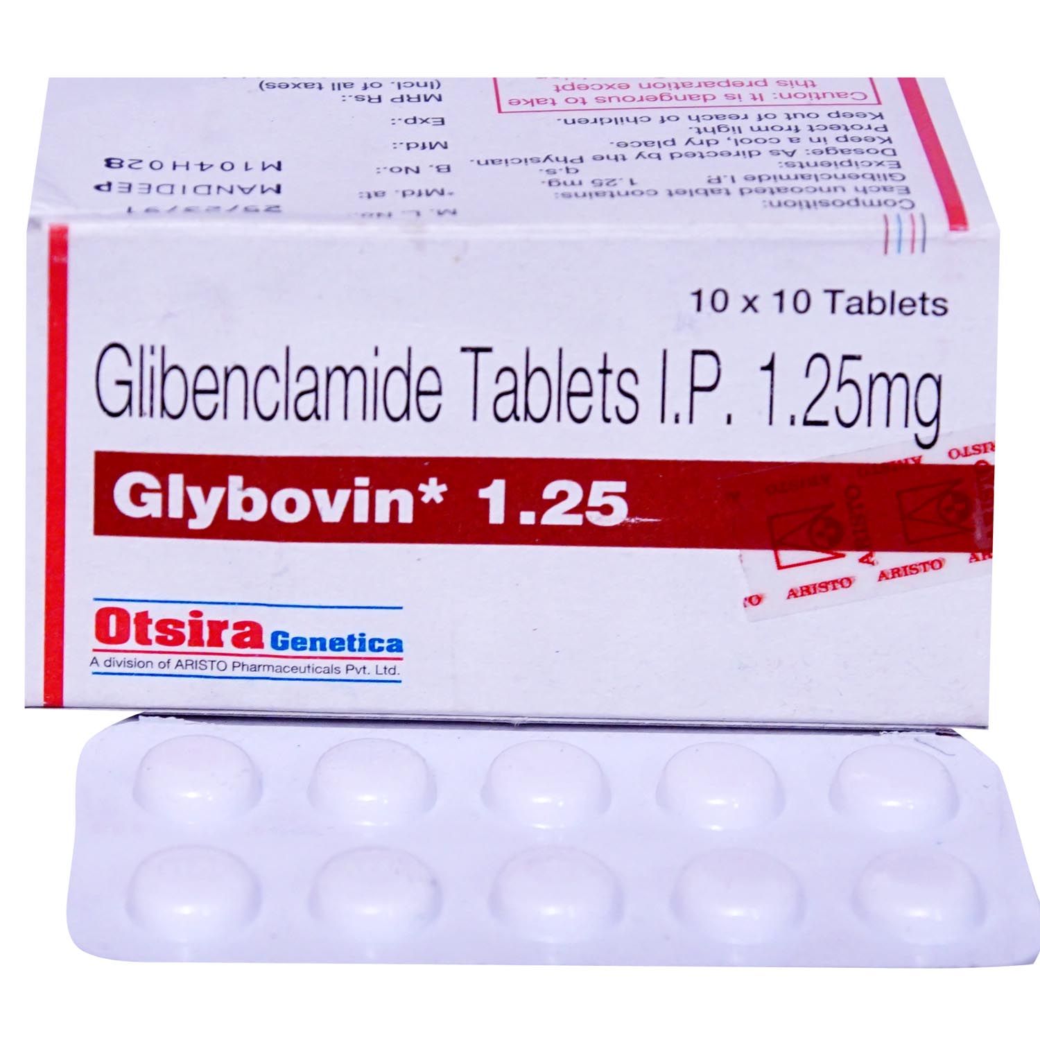 Glybovin 1.25 Tablet 10's, Pack of 10 TABLETS