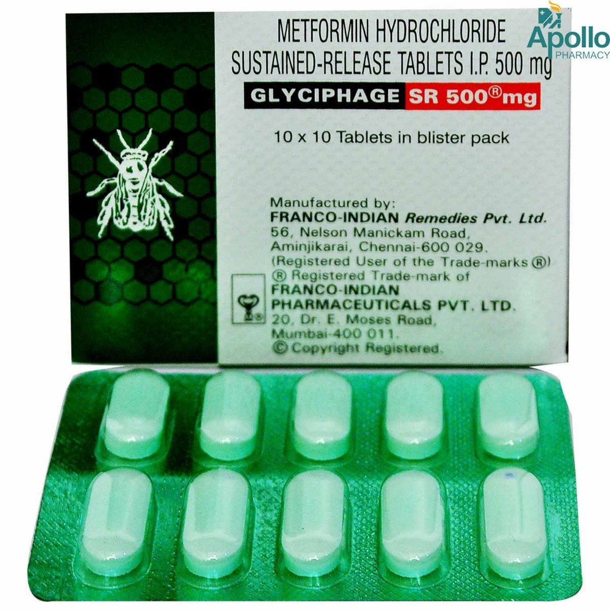 Glyciphage SR 500 mg Tablet 10's, Pack of 10 TABLETS Glyciphage SR 500 mg Tablet 10's, Pack of 10 TABLETS
