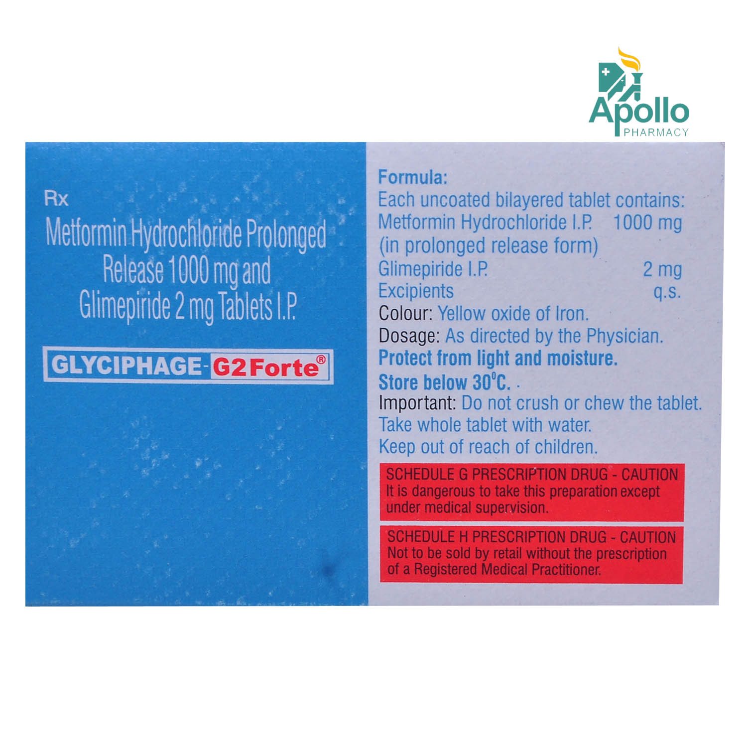 Glyciphage G 2 Forte Tablet 10's, Pack of 10 TABLETS Glyciphage G 2 Forte Tablet 10's, Pack of 10 TABLETS