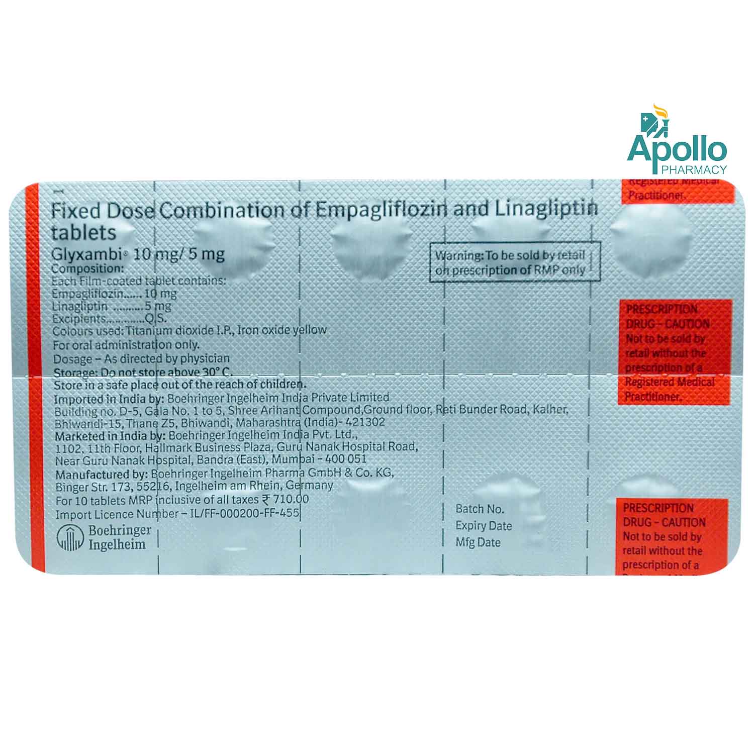 Glyxambi 10mg/5mg Tablet 10's, Pack of 10 Glyxambi 10mg/5mg Tablet 10's, Pack of 10