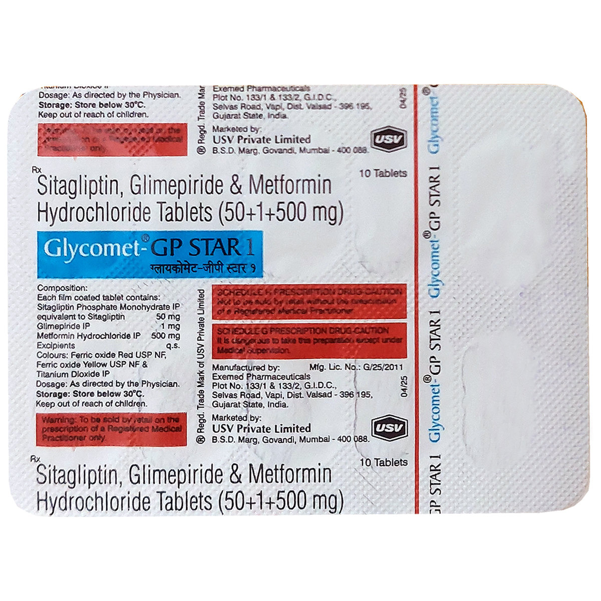 Glycomet-GP Star 1 Tablet 10's, Pack of 10 Glycomet-GP Star 1 Tablet 10's, Pack of 10