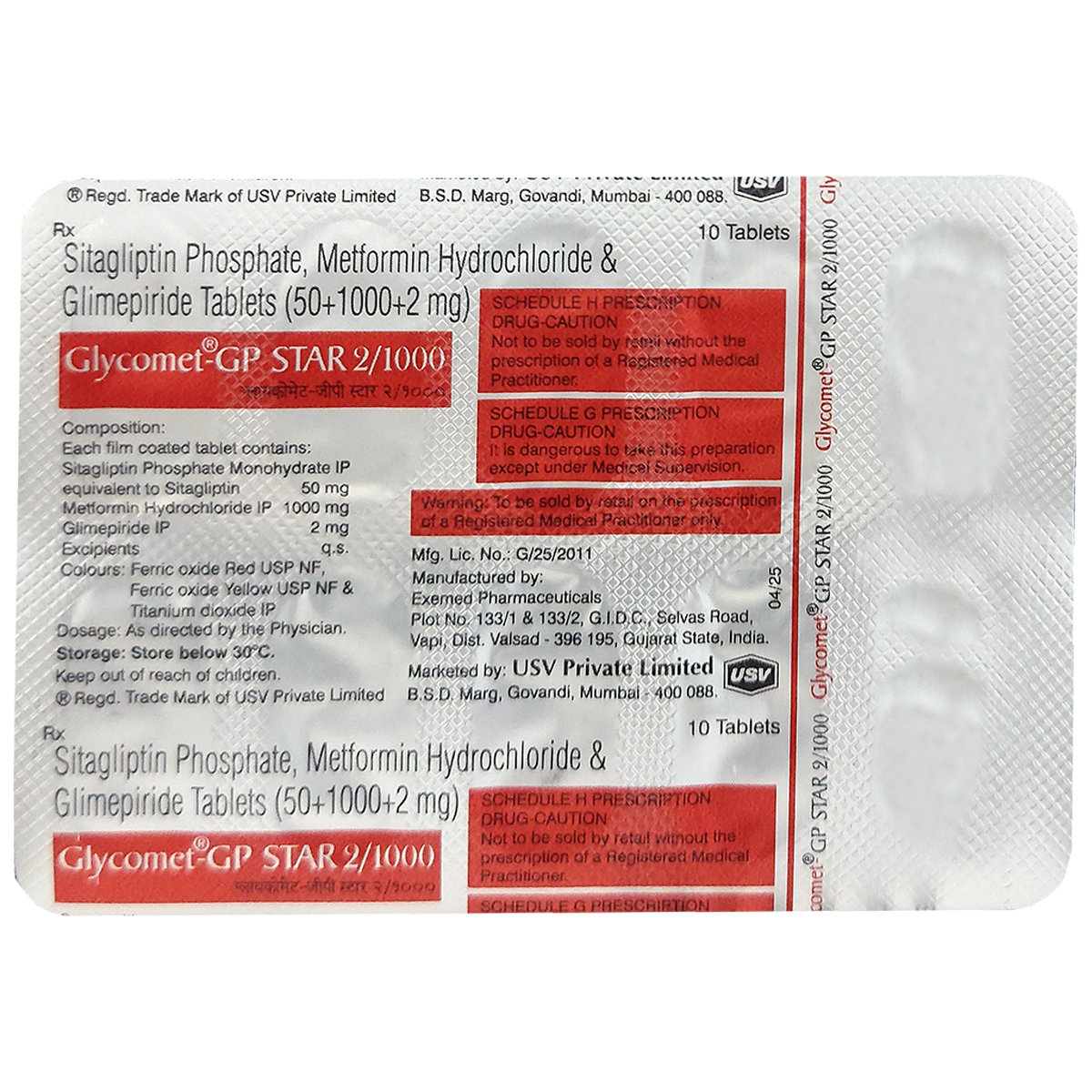 Glycomet-GP Star 2/1000 Tablet 10's, Pack of 10 Glycomet-GP Star 2/1000 Tablet 10's, Pack of 10