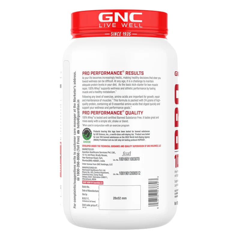 GNC PRO Performance 100% Whey Chocolate Fudge Flavour Powder, 0.907 kg, Pack of 1 GNC PRO Performance 100% Whey Chocolate Fudge Flavour Powder, 0.907 kg, Pack of 1