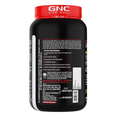 GNC AMP गोल्ड 100% व्हे प्रोटीन एडवांस्ड डबल रिच चॉकलेट फ्लेवर पाउडर, 0.907 किग्रा, 1 का पैक