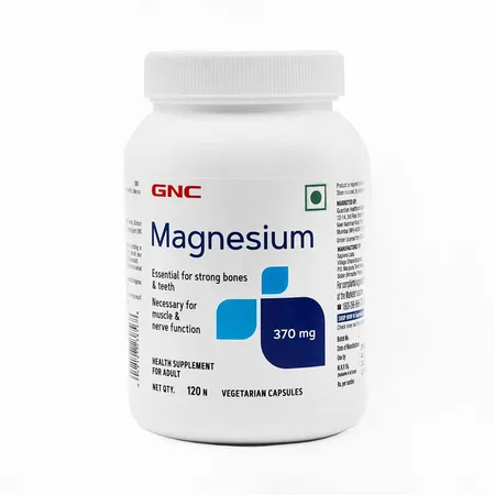 GNC Magnesium 370 mg, 120 Capsules | For Bone Strength, Muscle & Nerve Function, Stress Relief, Improved Sleep, Mood Elevation, Essential Mineral for Calcium Absorption & Cell Function