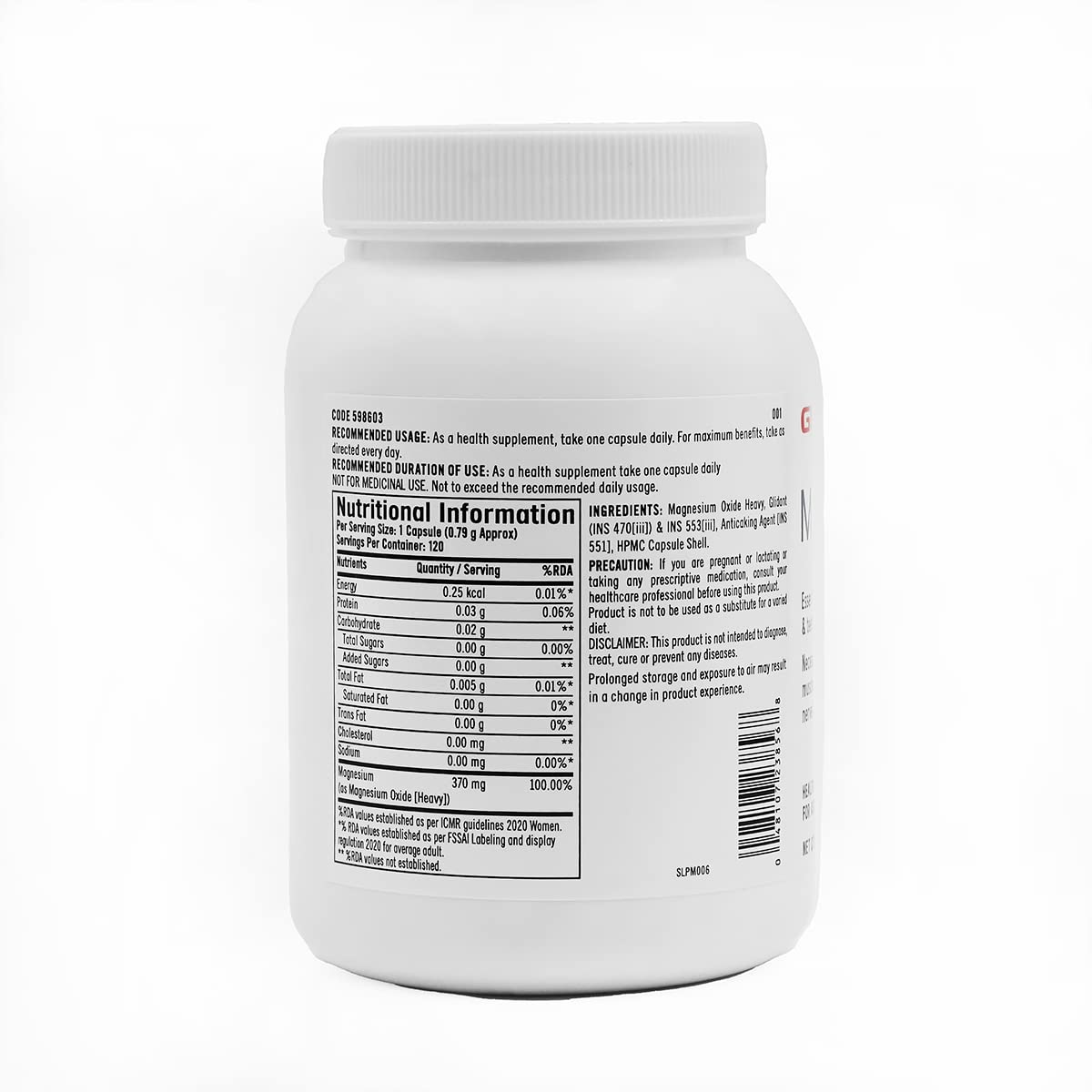 GNC Magnesium 370 mg, 120 Capsules Price, Uses, Side Effects