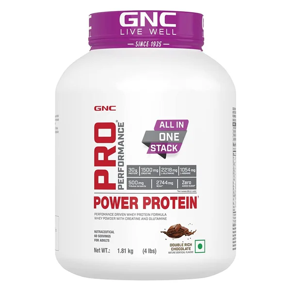 GNC Pro Performance Power Protein Double Rich Chocolate Flavour Powder, 1.81 kg, Pack of 1