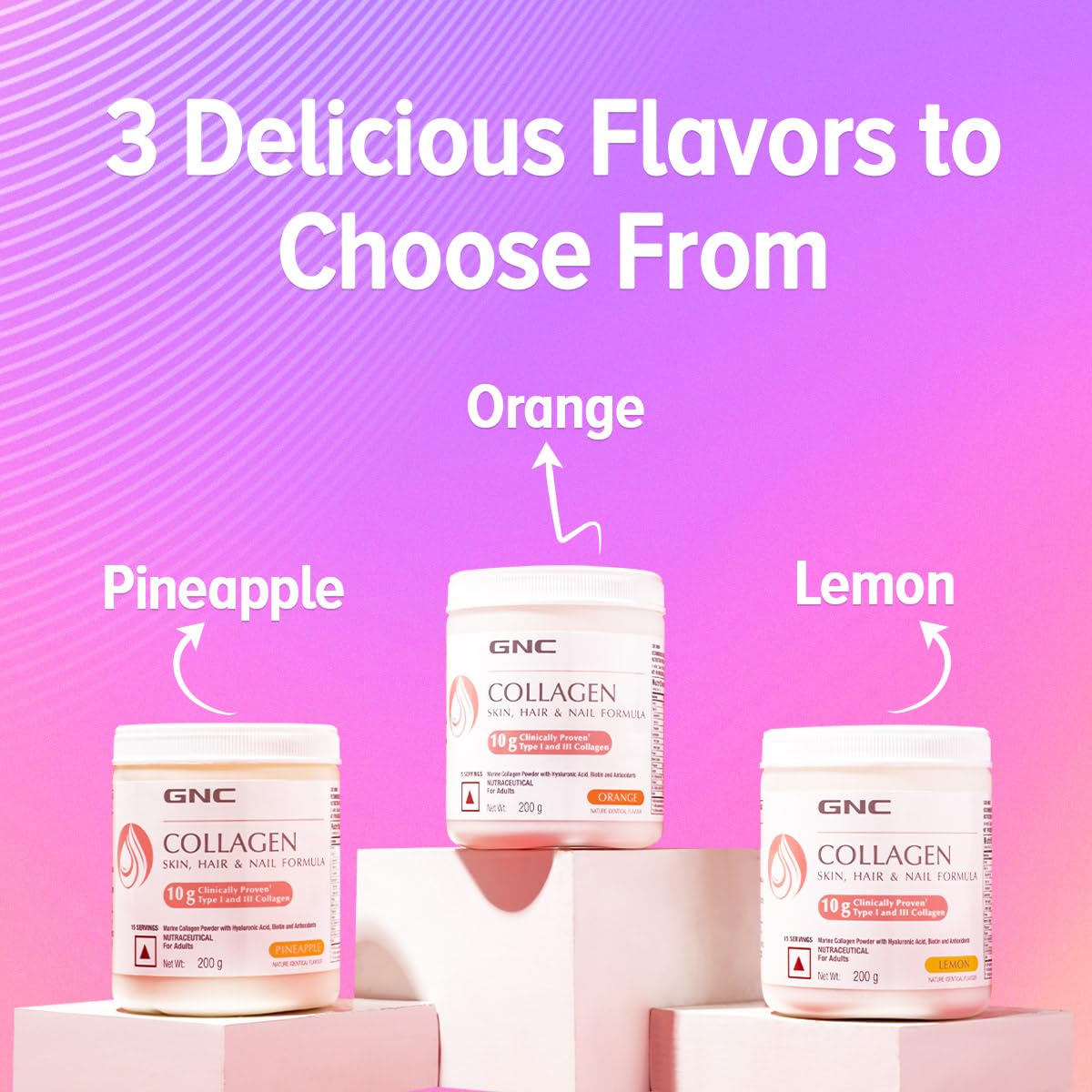 GNC Collagen Skin, Hair & Nail Formula Orange Flavour Powder, 200 gm, Pack of 1 GNC Collagen Skin, Hair & Nail Formula Orange Flavour Powder, 200 gm, Pack of 1