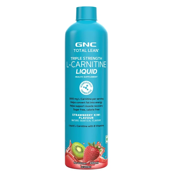 GNC Total Lean Triple Strength L-Carnitine 3000mg Sugar Free Strawberry Kiwi Flavour Liquid, 450 ml, Pack of 1
