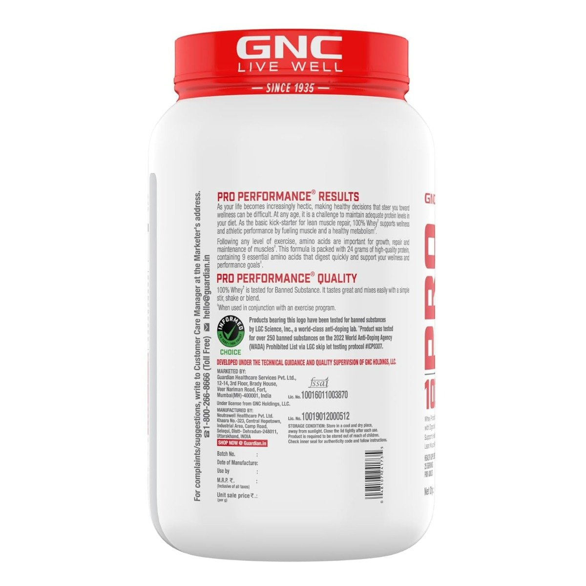 GNC Pro Performance 100% Whey Protein Creamy Strawberry Flavour Powder, 0.907 kg, Pack of 1 GNC Pro Performance 100% Whey Protein Creamy Strawberry Flavour Powder, 0.907 kg, Pack of 1