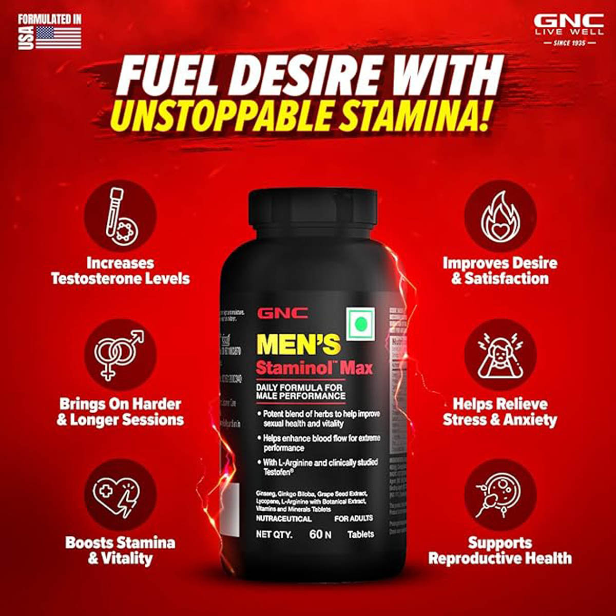 GNC Men's Staminol Max, 60 Tablets, Pack of 1 GNC Men's Staminol Max, 60 Tablets, Pack of 1