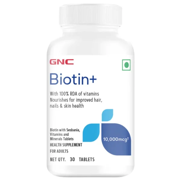 GNC Biotin+ 10,000MG, 30 Tablets, Pack of 1