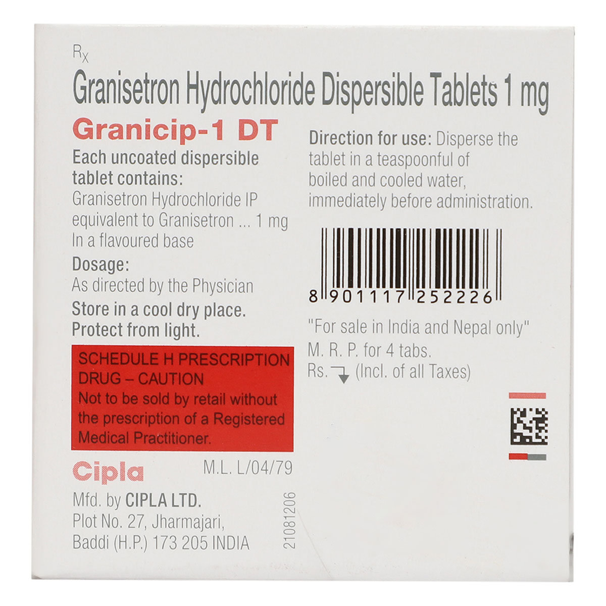 Granicip 1 DT Tablet 4's, Pack of 4 TabletS Granicip 1 DT Tablet 4's, Pack of 4 TabletS