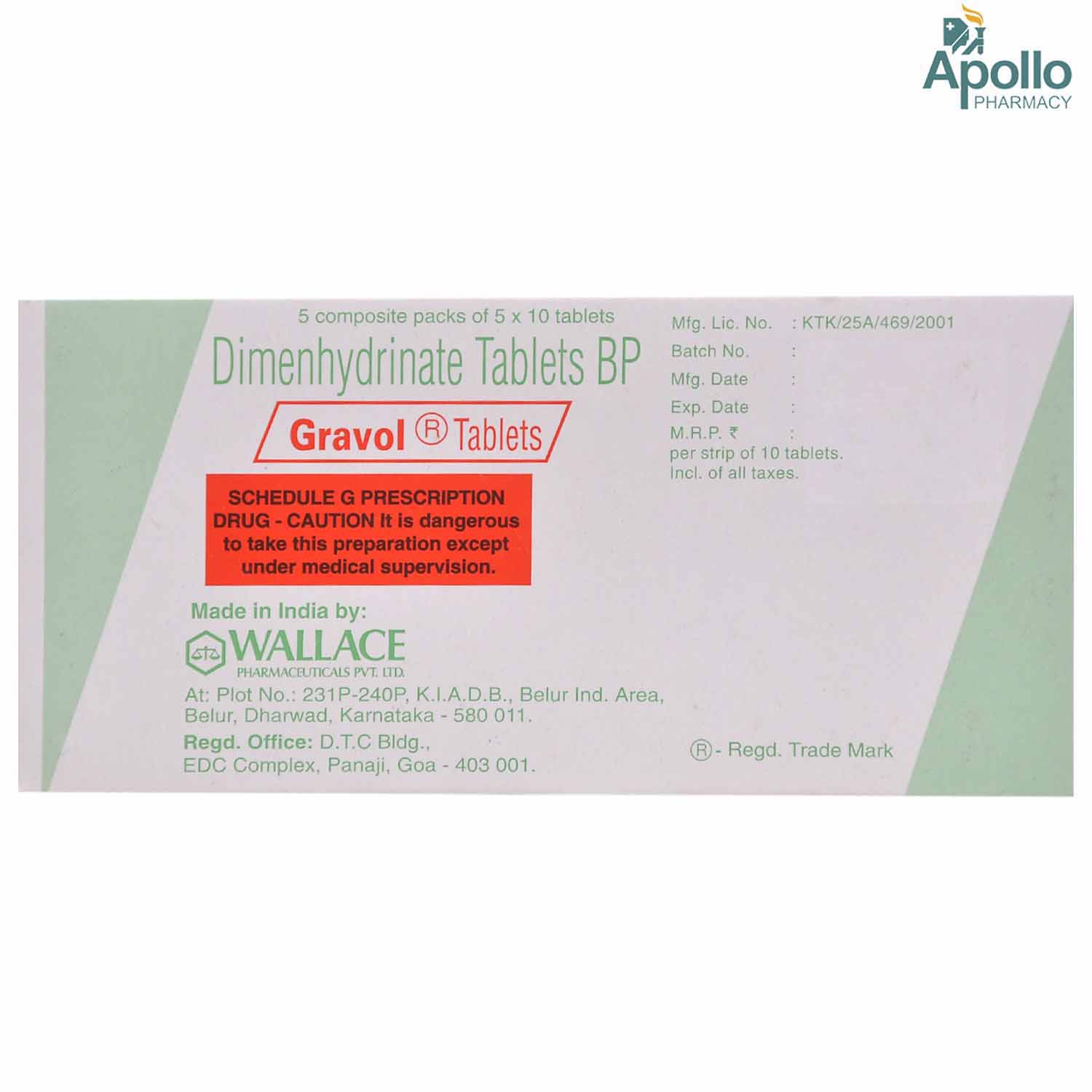 Gravol Tablet 10's, Pack of 10 TABLETS Gravol Tablet 10's, Pack of 10 TABLETS