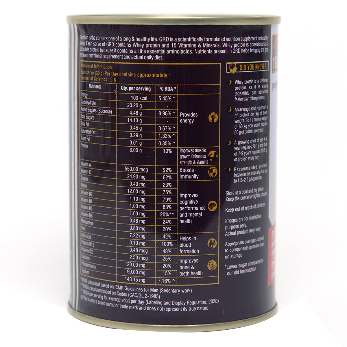 GRD Superior Whey Protein Chocolate Flavour Powder, 200 gm Tin, Pack of 1 GRD Superior Whey Protein Chocolate Flavour Powder, 200 gm Tin, Pack of 1