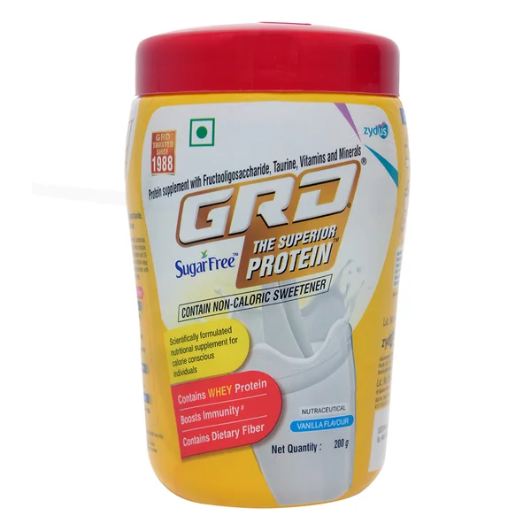 GRD Superior Whey Protein Sugar Free Vanilla Flavour Powder, 200 gm Jar, Pack of 1