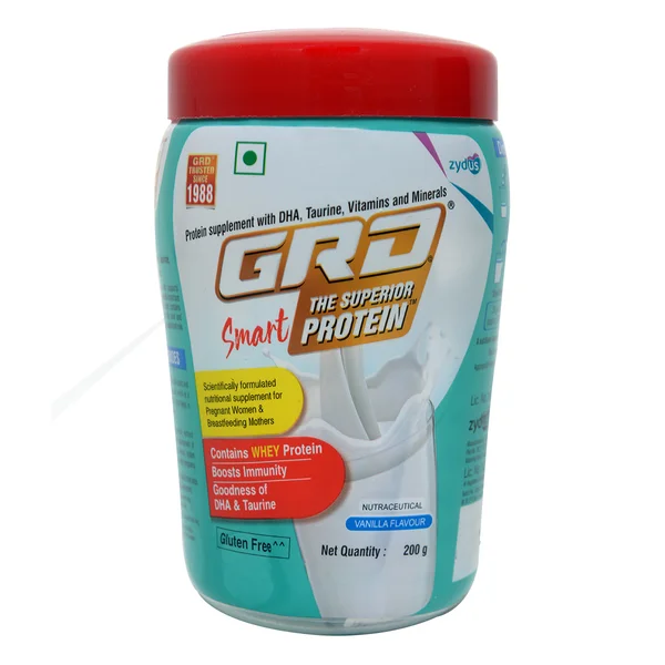 GRD Smart Whey Protein Vanilla Flavour Powder, 200 gm Jar, Pack of 1