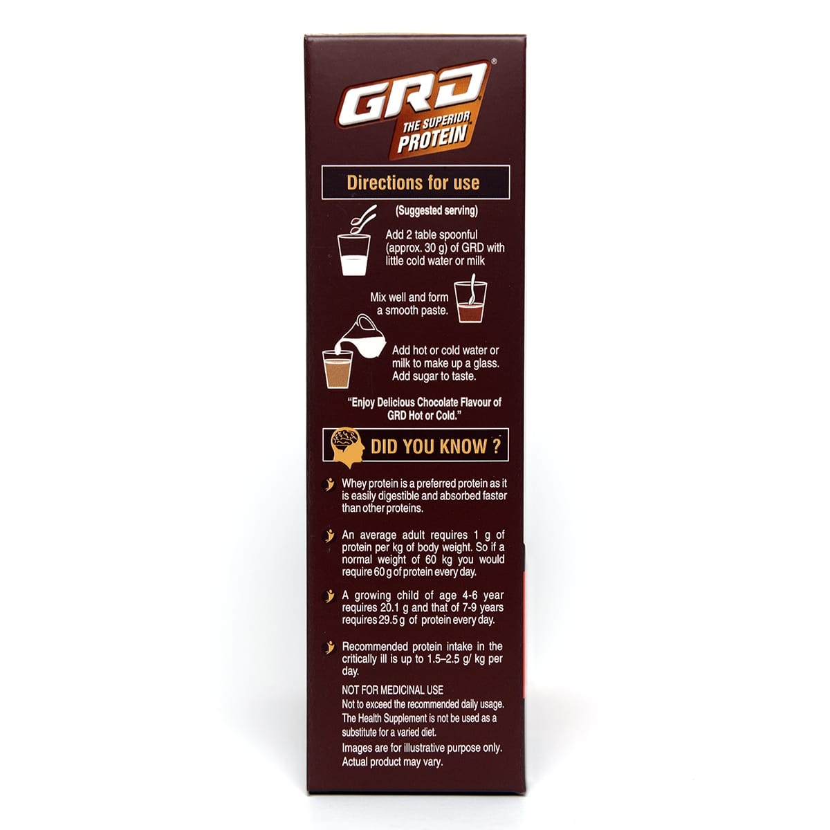 GRD Superior Whey Protein Chocolate Flavour Powder, 400 gm, Pack of 1 GRD Superior Whey Protein Chocolate Flavour Powder, 400 gm, Pack of 1