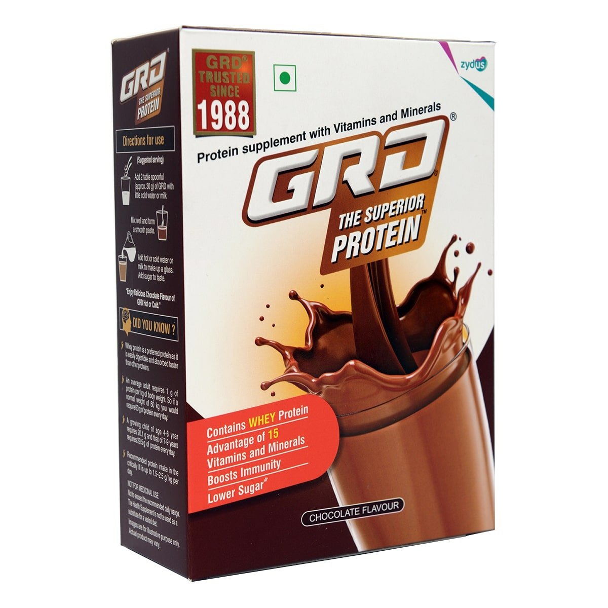 GRD Superior Whey Protein Chocolate Flavour Powder, 400 gm, Pack of 1 GRD Superior Whey Protein Chocolate Flavour Powder, 400 gm, Pack of 1