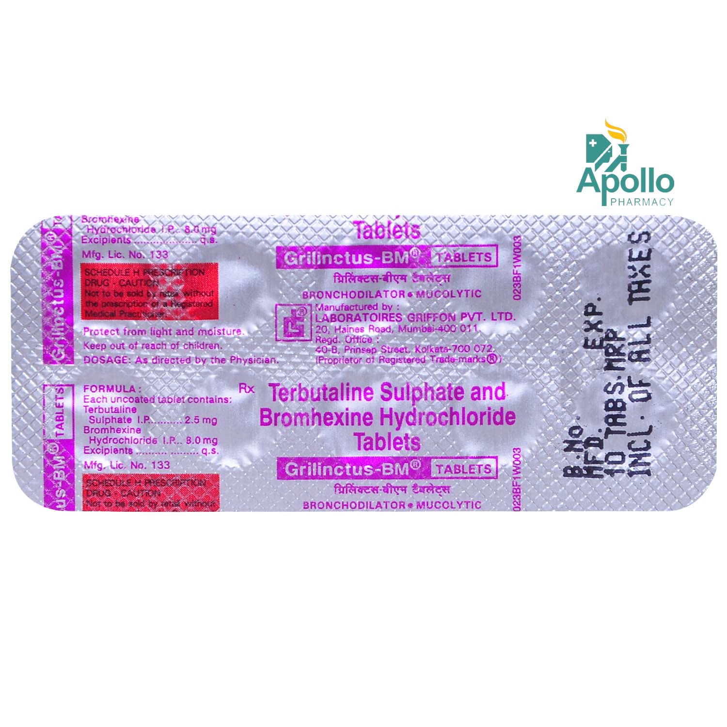 Grilinctus-BM Tablet 10's, Pack of 10 TABLETS Grilinctus-BM Tablet 10's, Pack of 10 TABLETS