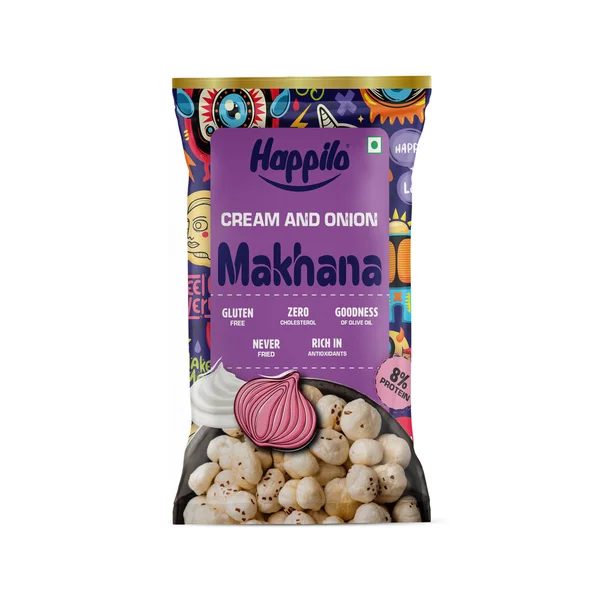 Happilo Cream &amp; Onion Makhana, 15 gm, Pack of 1