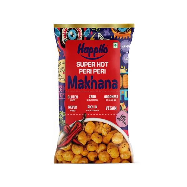 Happilo Super Hot Peri Peri Makhana, 15 gm, Pack of 1