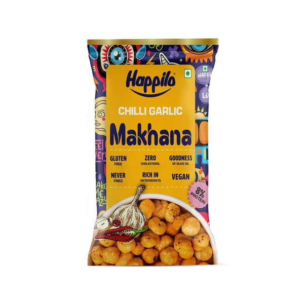 Happilo Chilli Garlic Makhana, 15 gm, Pack of 1