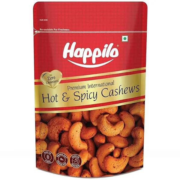 Happilo Hot &amp; Spicy Cashews, 45 gm, Pack of 1