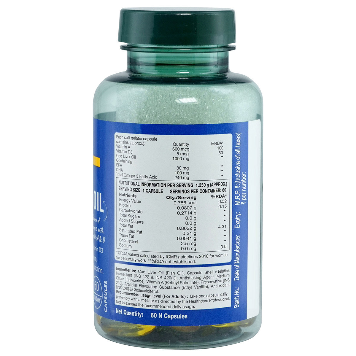 Holland & Barrett High Strength Cod Liver Oil 1000mg, 60 Capsules, Pack of 1 Holland & Barrett High Strength Cod Liver Oil 1000mg, 60 Capsules, Pack of 1