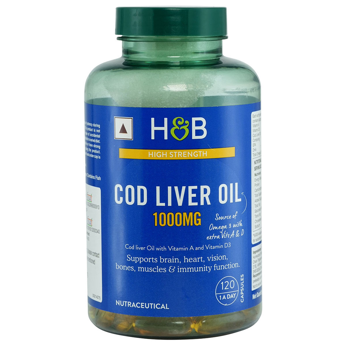 Holland & Barrett High Strength Cod Liver Oil 1000mg, 120 Capsules, Pack of 1 Holland & Barrett High Strength Cod Liver Oil 1000mg, 120 Capsules, Pack of 1